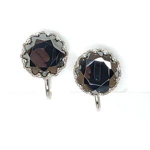 Vintage Marcasite Silverstone Screw Back Earrings 3/8"